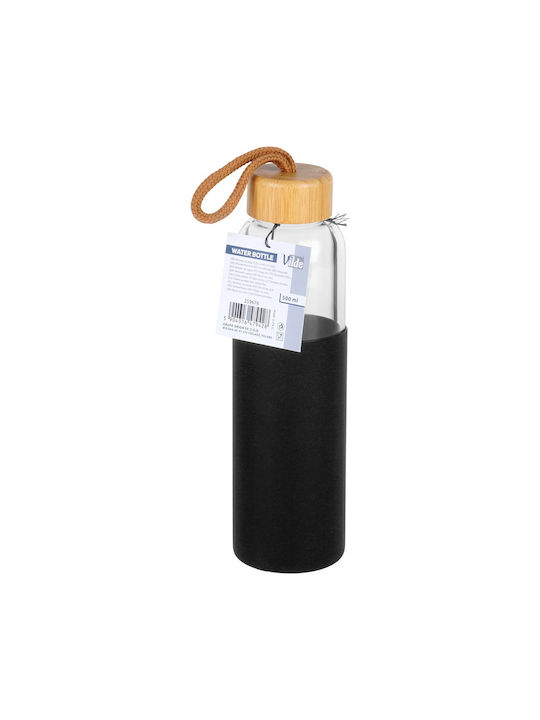 Vilde Vilde Glas Wasserflasche mit Schraubdeckel Schwarz 500ml
