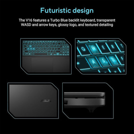 Asus V16 16" FHD+ 144Hz (Core 7-240H/16GB/512GB SSD/GeForce RTX 5060/W11 Home) Matte Black (US Keyboard)