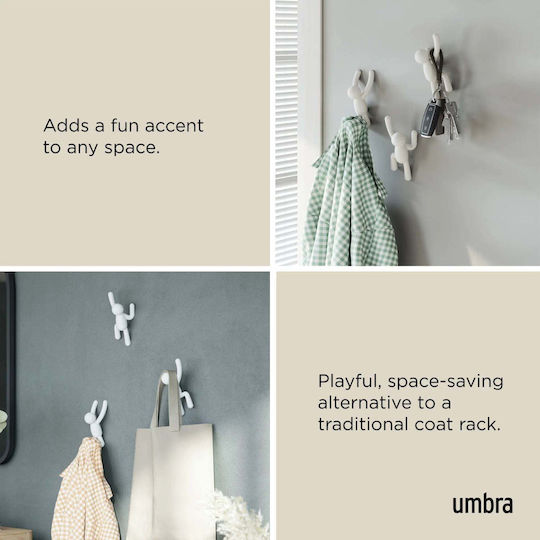 Umbra Wall Hanger Buddy Plastic White 8.9x16.5cm 3 Pieces