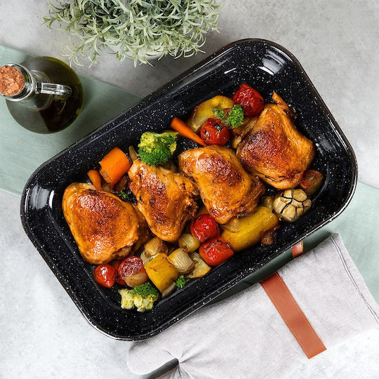 Orion Stainless Steel Baking Pan with Enamel Interior Coating 24.5x38cm