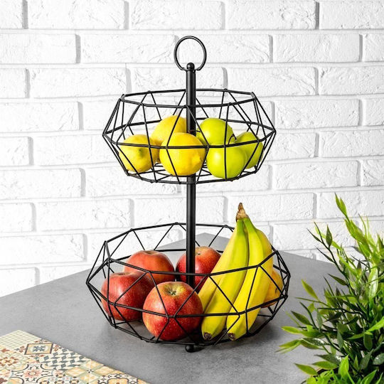 Vilde Obstschale Metallisch 2 Niveaus Schwarze 32x32cm Vilde Obstschale Metallisch 2 Niveaus Schwarze 32x32cm