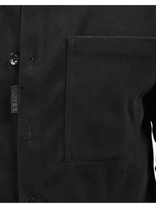 Μακρυμάνικo Τζιν Overshirt σε Κανονική Γραμμή Black