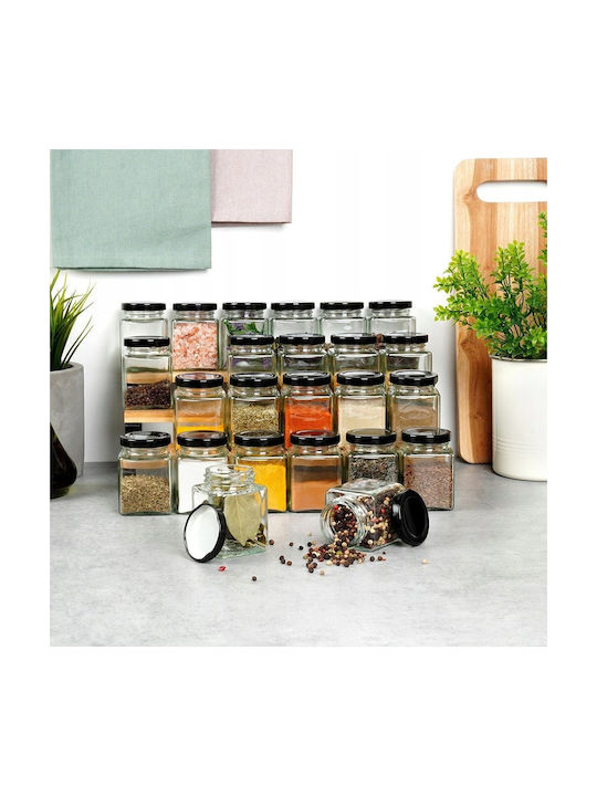 Vilde Glass Spice Jars Black 24 Pieces