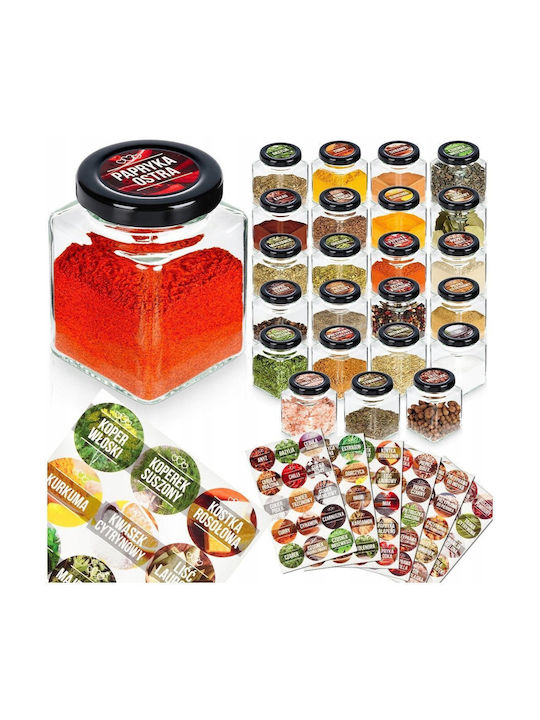 Vilde Glass Spice Jars Black 24 Pieces