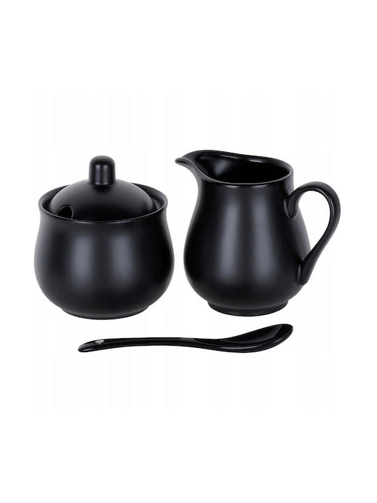 Vilde Ζαχαριέρα Σερβιρίσματος από Πορσελάνη Μαύρη 3τμχ