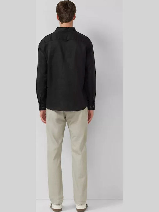 Long Sleeve Linen Shirt Black