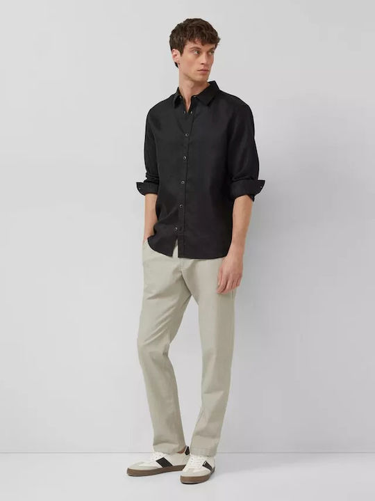 Long Sleeve Linen Shirt Black