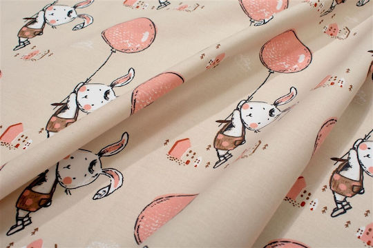 Dimcol Детска Покривка За Завивка Floating Bunny 714 Бежово-Розова 120x160см