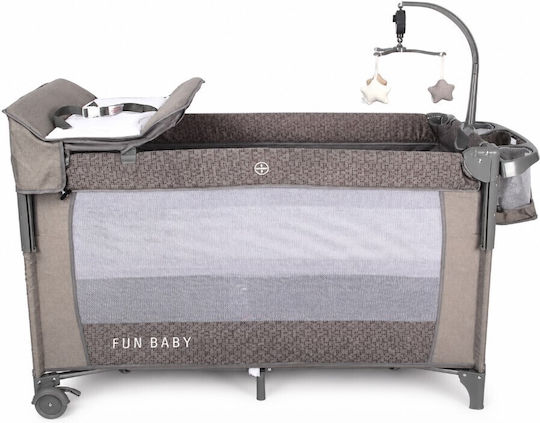Fun Baby Babybett 2 Ebenen mit Wickeltisch & Matratze Grau 62x125cm