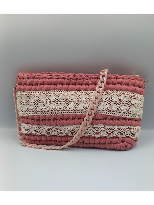 Gestrickte Damen Schultertasche Rosa