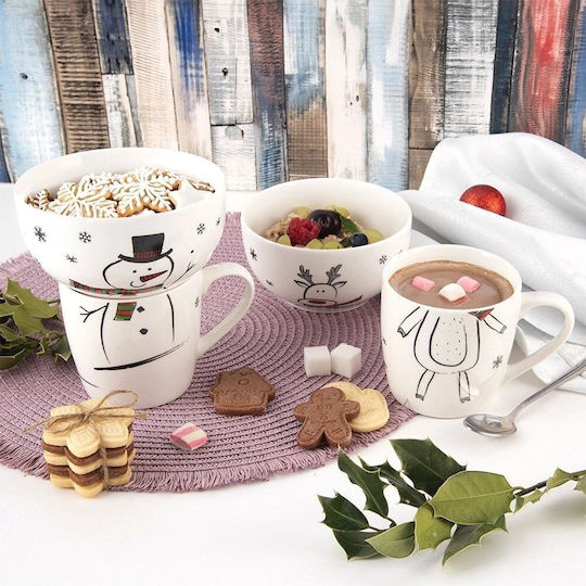Orion Set Christmas Porcelain Cups Snowmen 530ml 2 Pieces