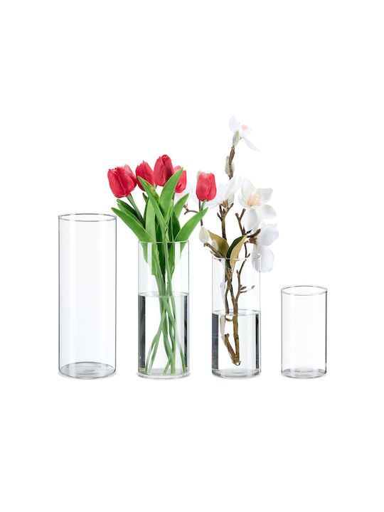 Relaxdays Relaxdays Set Dekorative Glasvasen Transparente 4 Stück