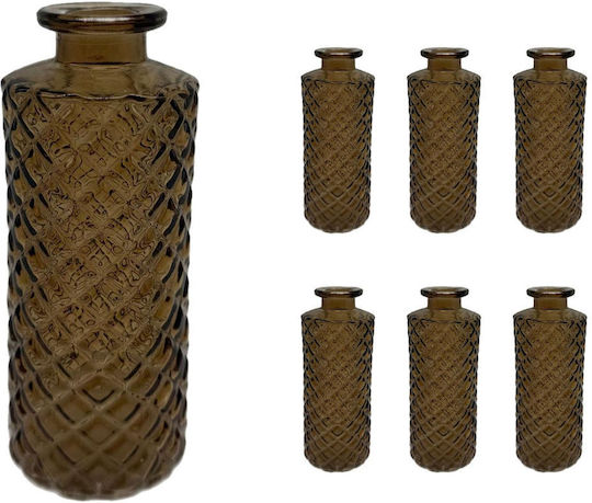 Relaxdays Set Vasen Glas Braune 5x5xU13cm 6 Stück Relaxdays Set Vasen Glas Braune 5x5xU13cm 6 Stück