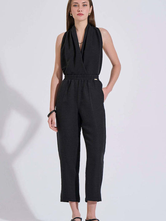 Women's Fabric Trousers with Rubber Band Black