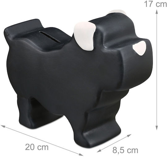 Pușculiță Ceramică Copii Relaxdays Design Câine Alb Negru 17x20x8.5 Cm Creta Inclusă