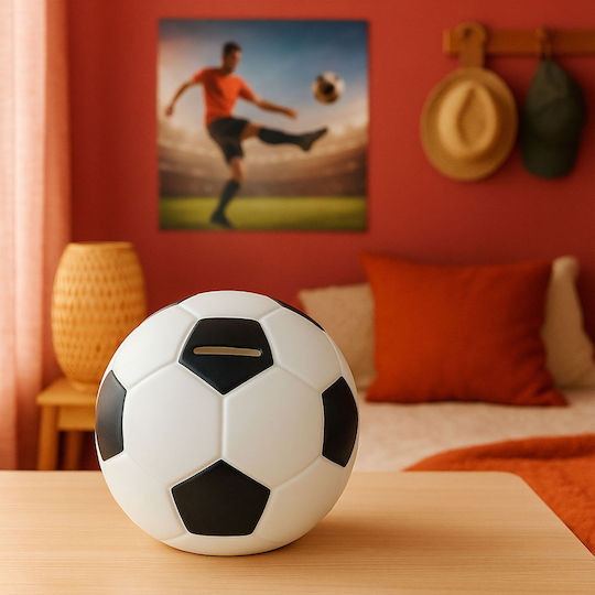 Relaxdays Pușculiță Fotbal Alb Negru 15x15x15 Cm