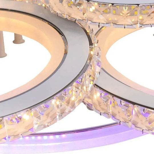 Alista Home Πλαφονιέρα Οροφής Λευκή με Ενσωματωμένο LED και Κρύσταλλα και Τηλεχειριστήριο