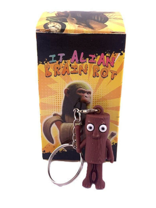 Silicone Keychain Flippy Brainrot Tung Tung Sahur Figurine 4 Cm Brown