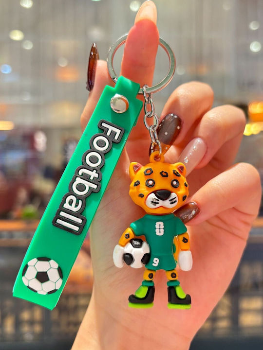 Schlüsselanhänger Flippy Leopard Muster Fußball Maskottchen Weltmeisterschaft Zubehör Schlüssel Rucksack Weiches Gummi 26 G 6,2 x 3,4 cm Grün