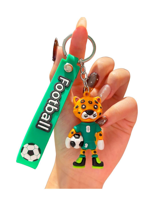 Schlüsselanhänger Flippy Leopard Muster Fußball Maskottchen Weltmeisterschaft Zubehör Schlüssel Rucksack Weiches Gummi 26 G 6,2 x 3,4 cm Grün