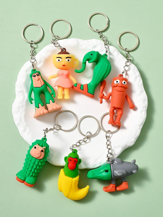 Silicone Schlüsselanhänger Flippy Brainrot Bombardiro Krokodil Figur 4 Cm Grau Grün