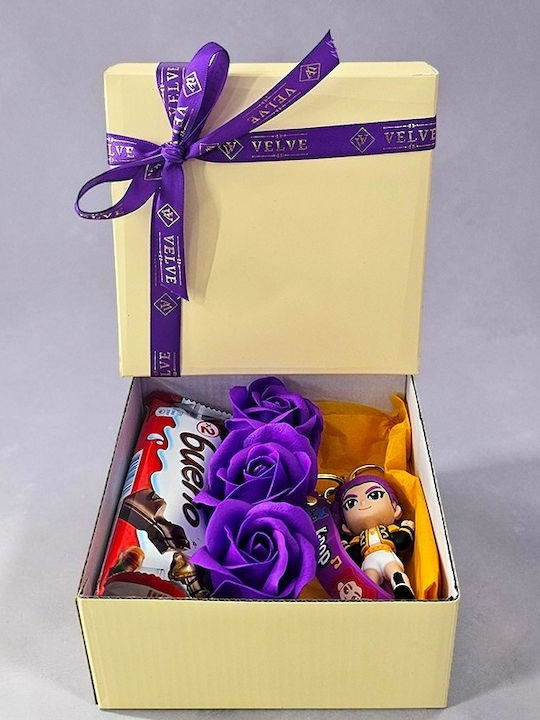 Joy Box K-pop Set Pentru Copii Violet Breloc Figurină Stea 3 Trandafiri De Săpun Violet Kinder Bueno