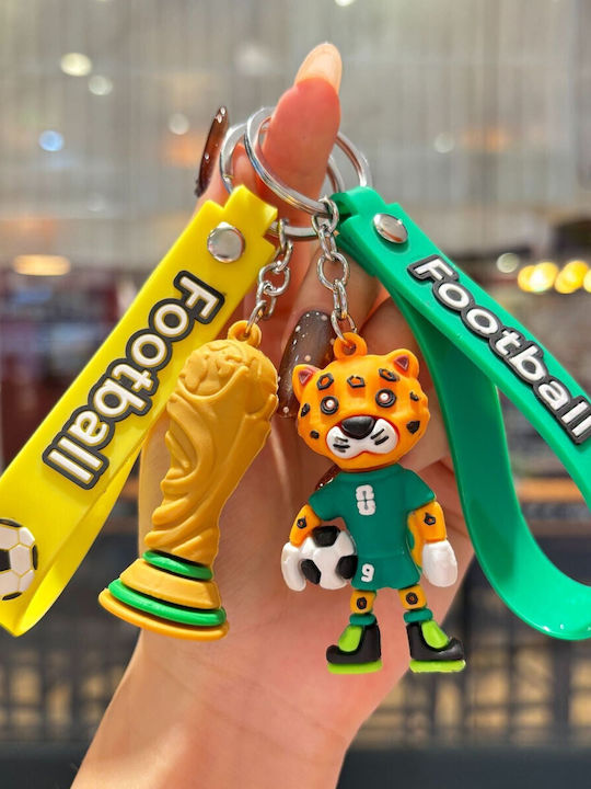 Breloc Flippy Trofeu Model Fotbal Mascotă Cupa Mondială Accesorii Chei Rucsac Cauciuc Moale 26 G 6.2 X 3.4 Cm Galben