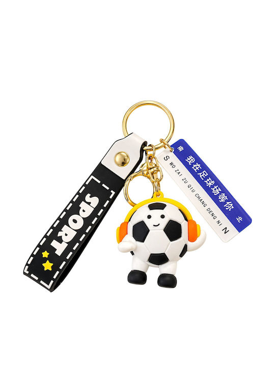 Keychain Flippy Football Ball Model Headphones Message "i’m Waiting You On Football Field" World Cup Accessory Keys Backpack Acrylic Material 50 G Black