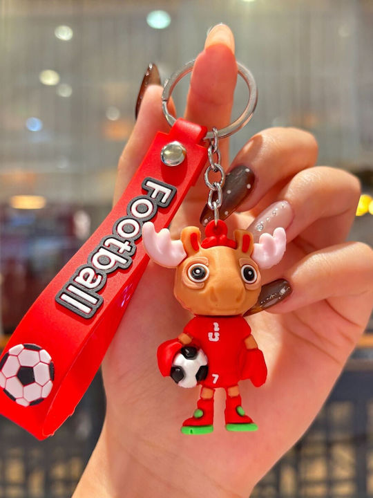 Breloc Flippy Cerb Model Mascotă Fotbal Cupa Mondială Accesoriu Chei Rucsac Cauciuc Moale 26 G 6.2 X 3.4 Cm Roșu