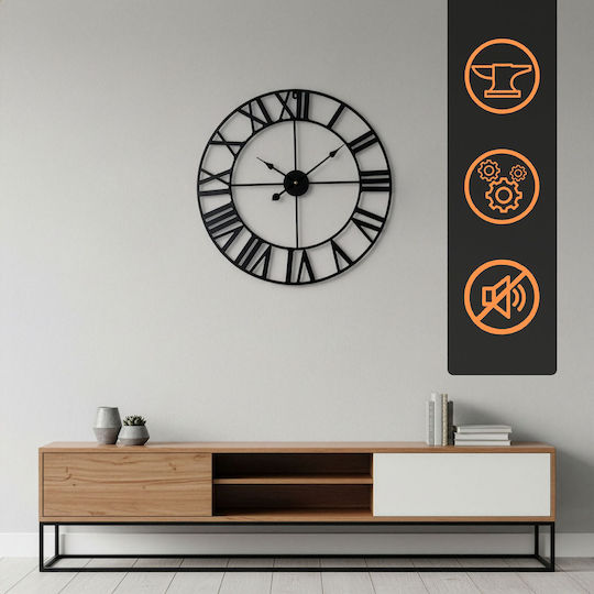 Relaxdays Часовник На Стена Черен Ø60cm