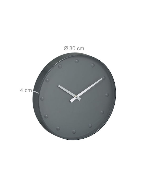 Relaxdays Ρολόι Τοίχου Γκρι Ø30cm