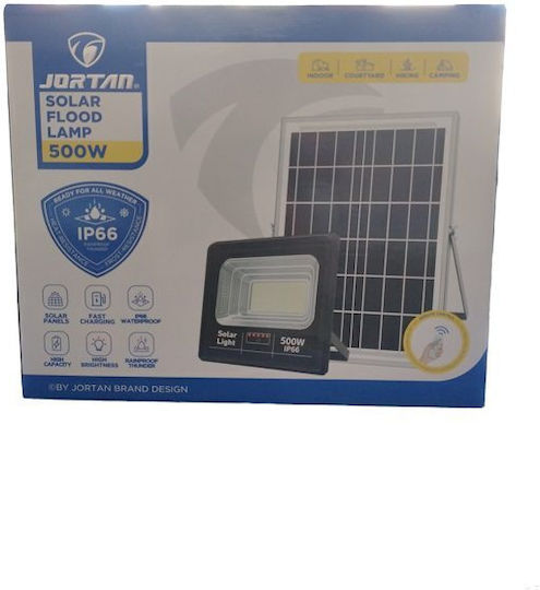 Jortan Ηλιακό Φωτιστικό 500W Ψυχρό Λευκό 6500K με Φωτοκύτταρο και Τηλεχειριστήριο IP66