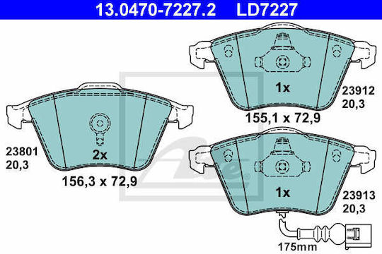 Brake Pads Audi A3 8p1 Ate 13047072272