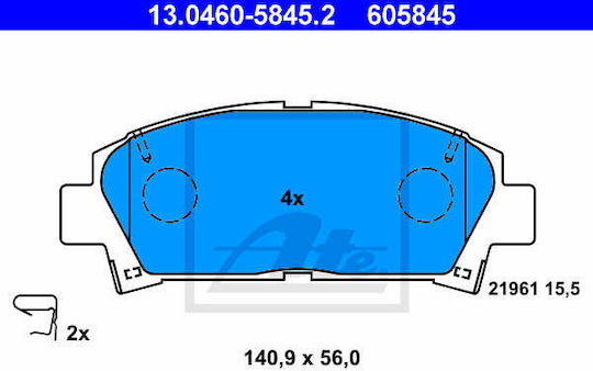 Brake Pads Toyota Avensis T22 Ate 13046058452
