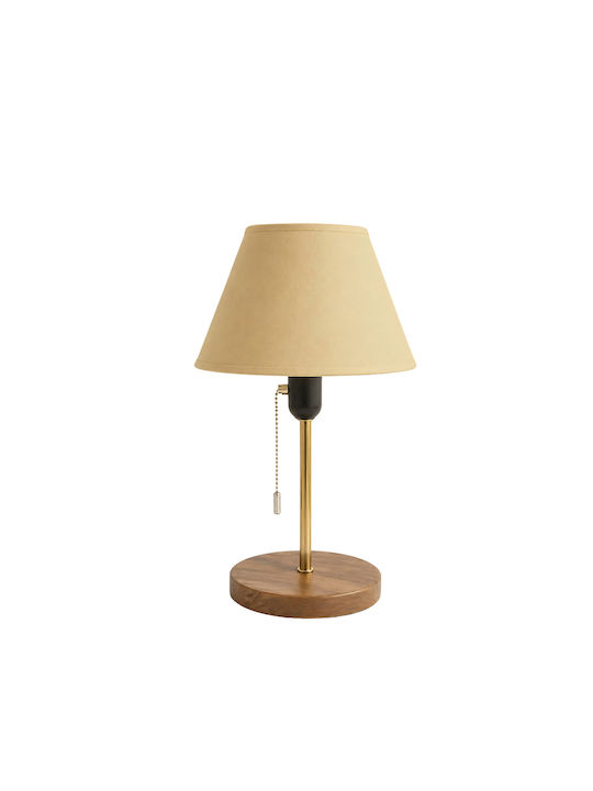 SteweHome Wooden Table Lamp for E27 Socket with Brown Shade and Base