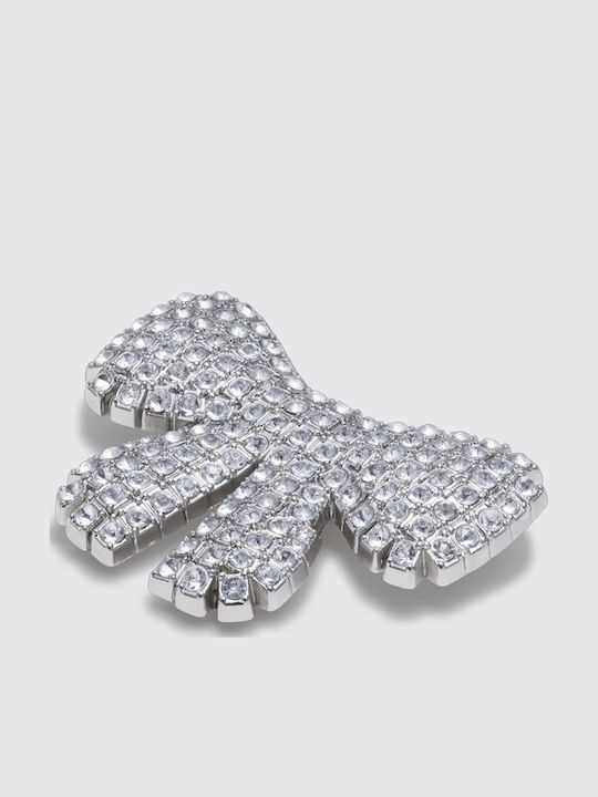 Crocs Jibbitz Charm Bling Bow Metallic Gray