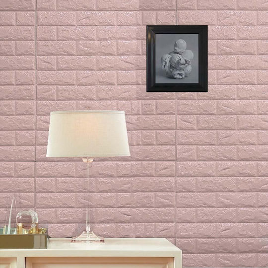 Panouri Decorative 3d Spumă Autoadeziv Roz 70x77cm 10 Bucăți