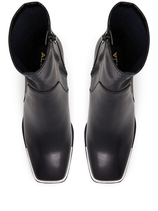 Leder Damen Stiefeletten Schwarz