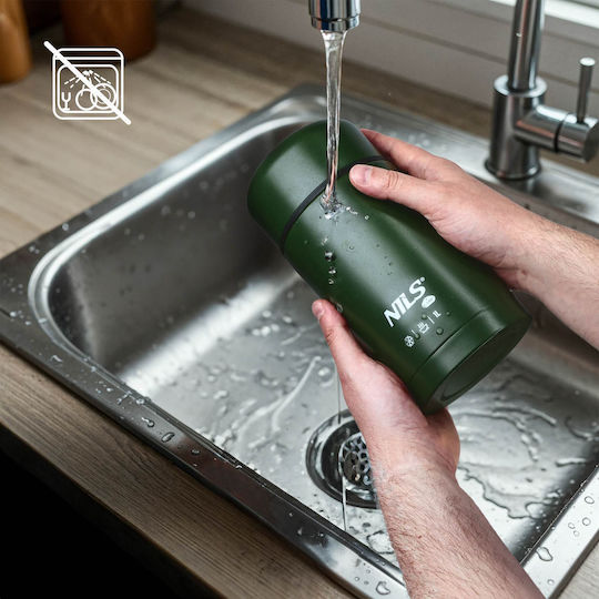 Nils Μπουκάλι Θερμός Ανοξείδωτο BPA Free 1lt GREEN LUNCH THERMOS NILS CAMP