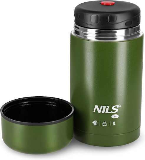 Nils Μπουκάλι Θερμός Ανοξείδωτο BPA Free 1lt GREEN LUNCH THERMOS NILS CAMP