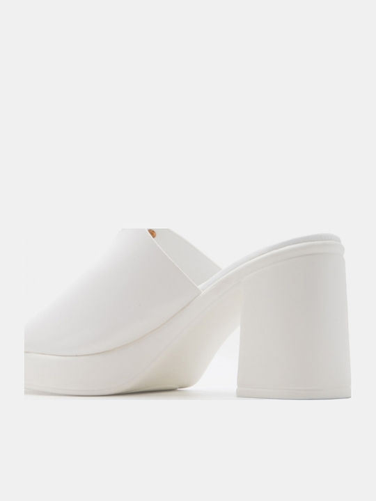 Mules With High Heel In White Colour