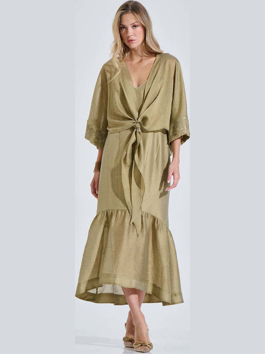 Summer Dress with Ruffles Olive