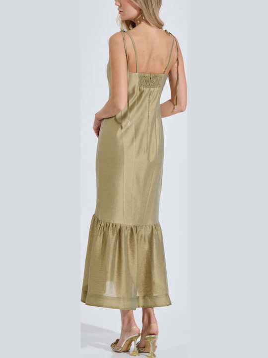 Summer Dress with Ruffles Olive