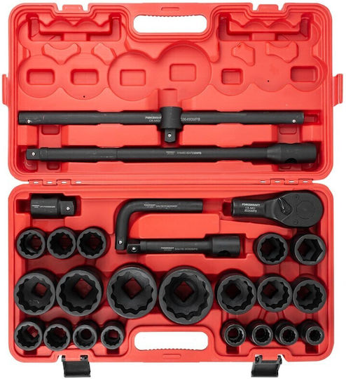 Set Chei Impact 26 Bucăți 3/4" 17-50mm 1" 55-65mm 12 Puncte