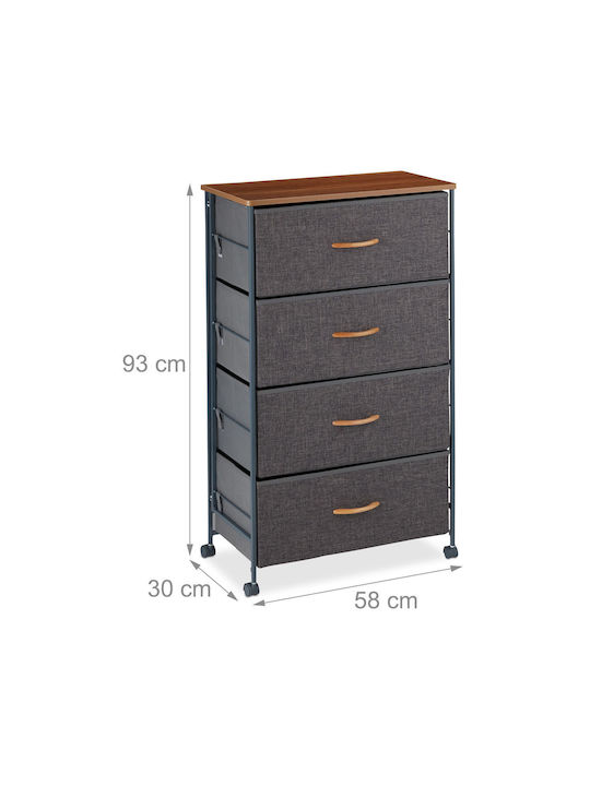 Sertar De Depozitare Din Lemn Metal Și Țesătură L58xL30xÎ93cm