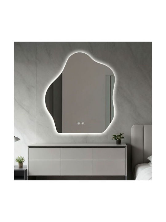 Futura Oglindă de Perete cu Alb Ramă din & Iluminare LED 80x70cm 1buc