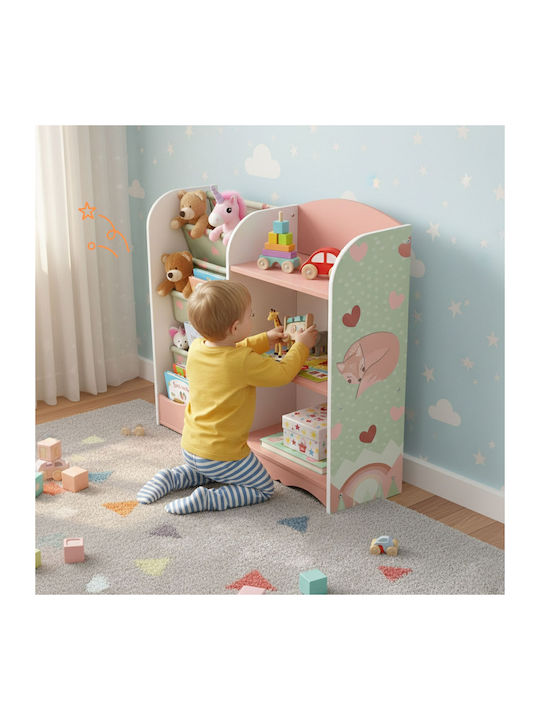 Bibliotecă de Pardoseală din Lemn Roz 80x82x26cm