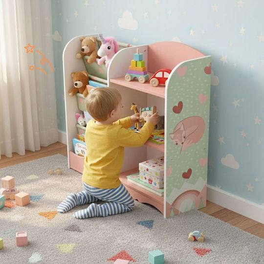 Bibliotecă de Pardoseală din Lemn Roz 80x82x26cm