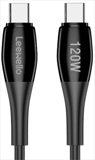 Leewello USB 2.0 Cable USB-C male - USB-C 120W PD Μαύρο 1m 783176