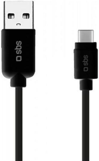 SBS Braided USB 2.0 Cable USB-C male - USB-A Μαύρο 1.5m TECABLEMICROC30K